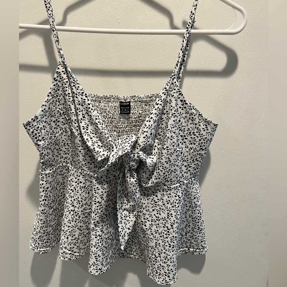 Shein white and black flow top
